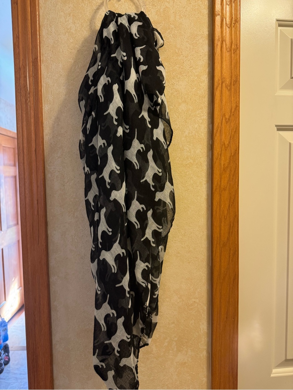 Black Scarf with White Labrador dog Silhouette Print